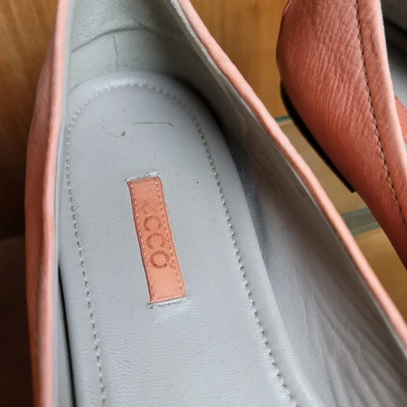 Ecco white washed orange round toe leather chain detail comfort flats - Picture 9 of 10